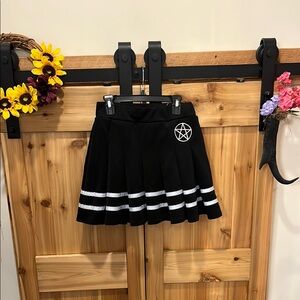 Spencer's Black Mini Skirt with White Stripes